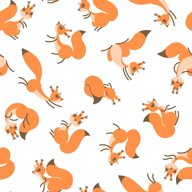 Little cute squirrels. Seamless pattern for gift wrapping, wallpaper, childrens room or clothing.