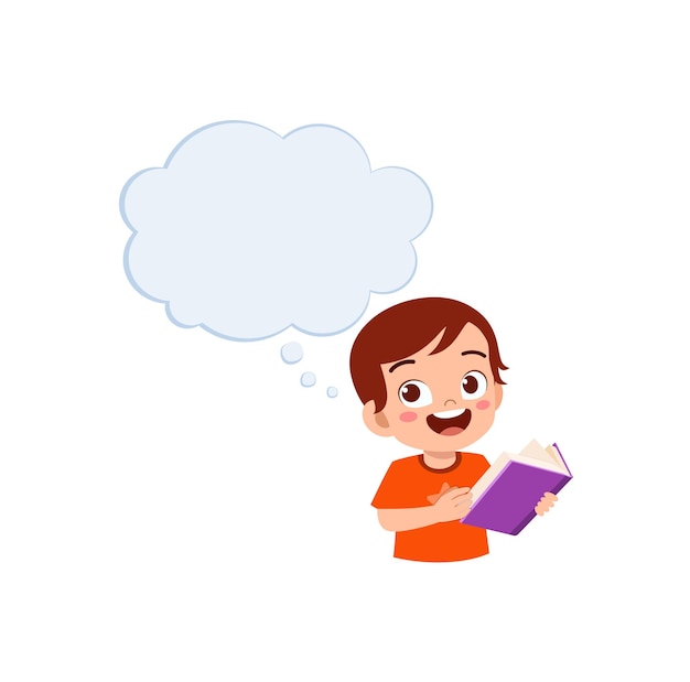 Little kid read book and think about something