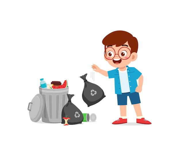 Vector little kid with bad behavior do littering