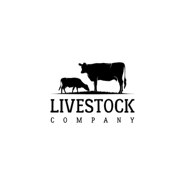 Livestock farm barn cattle angus cow logo design