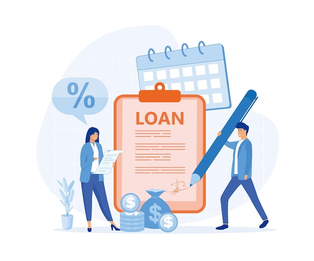 Vector loan restructuring concept credit refunding with reduced interest rate