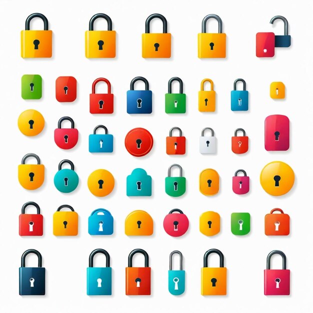 Vector lock icon vector set white background isolated a high qua