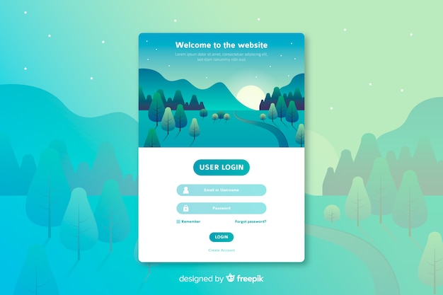 Vector log in landing page web template