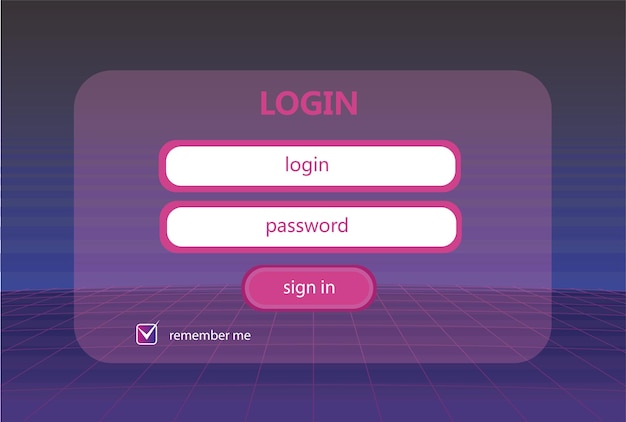 Vector login password ui form design retrowave style