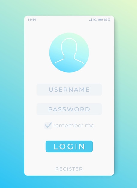 Vector login, sign in form, mobile interface