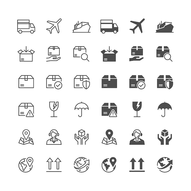 Logistics and shipping icons