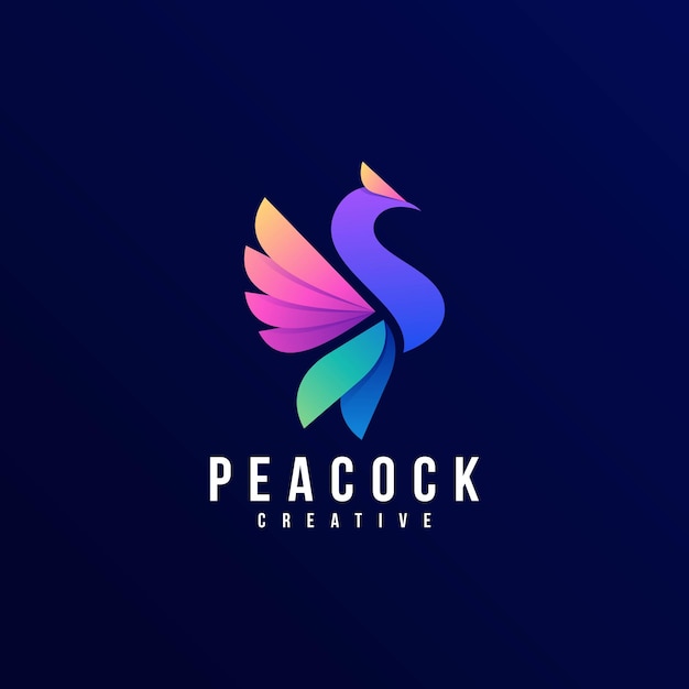 Logo Illustration Peacock Gradient Colorful Style