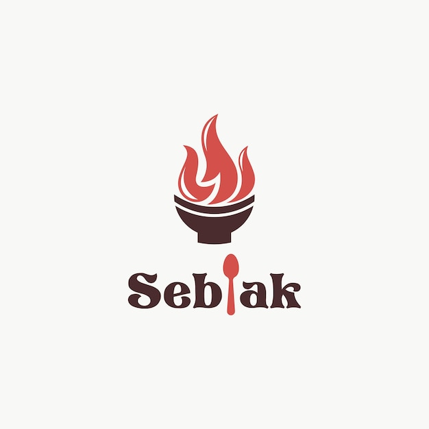 Logo Illustration of Seblak with Bowl and Fire Good for Foods and Restaurant Logo Vector Design Conc