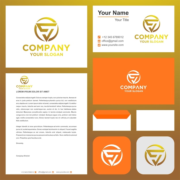 logo initial letter s combine with triangle concept in business card premium logo premium vector