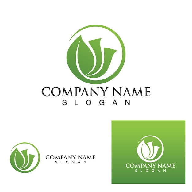 Logos of green Tree leaf ecology nature element vector