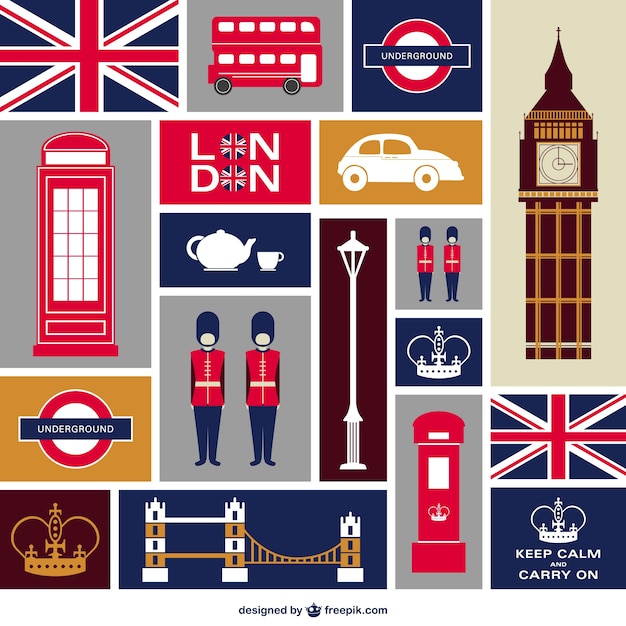 London flat icons set