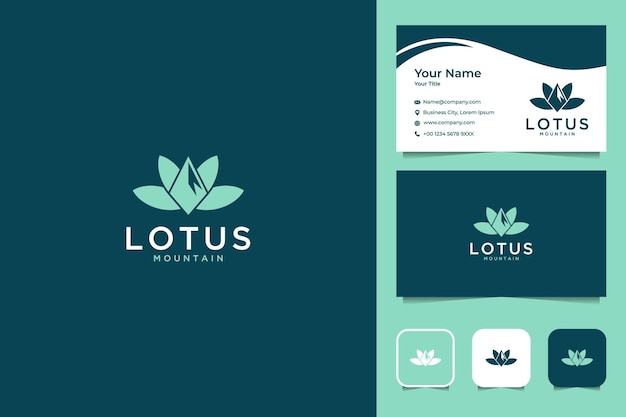 Lotus with mountain logo design and business card