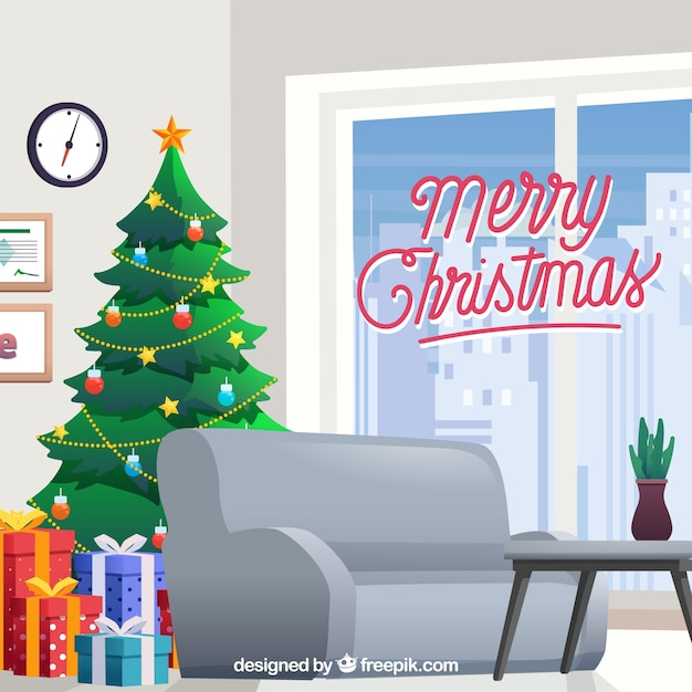 Vector lounge background with christmas decoration