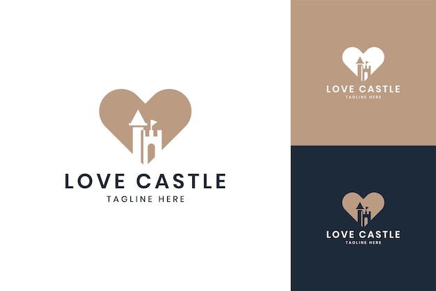 Love castle negative space logo design