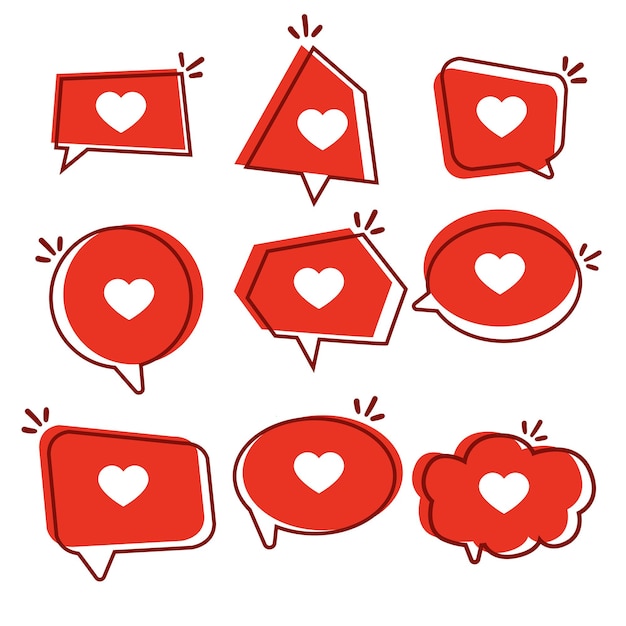 Vector love heart in speech bubble red iconlike notification message vector