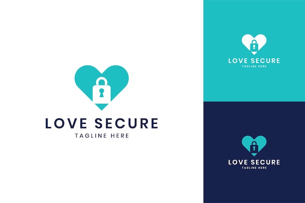 Love lock negative space logo design