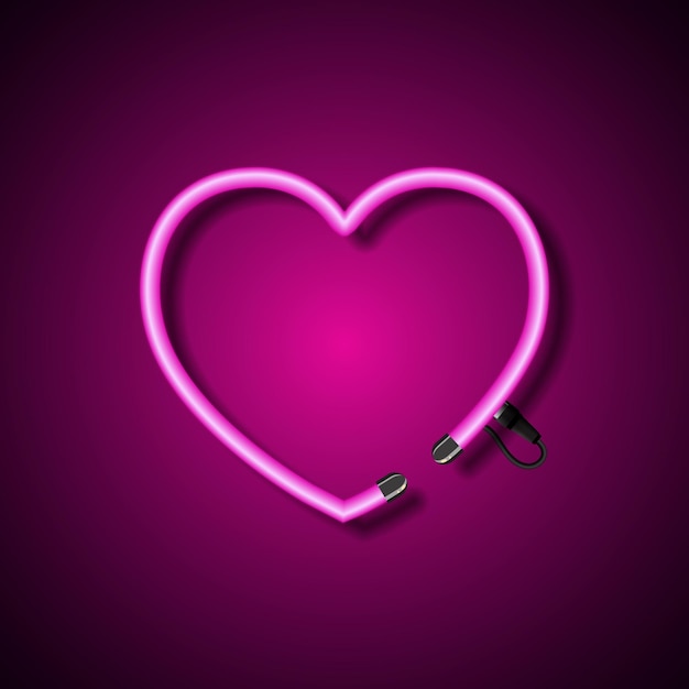 Love neon sign love sign background of heart