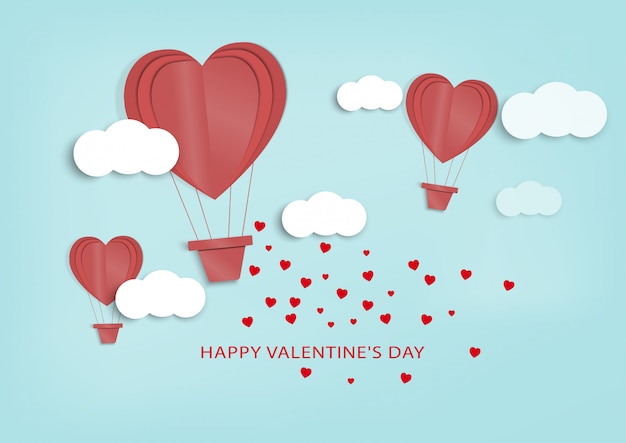 Love and valentine day.paper art and digital craft style.