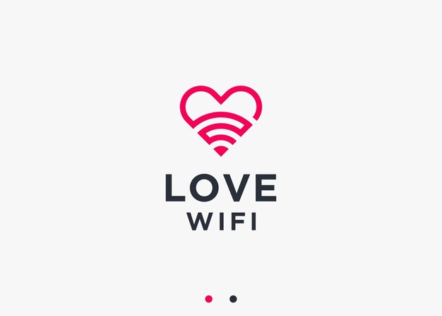 Vector love wifi logo design vector silhouette illustration