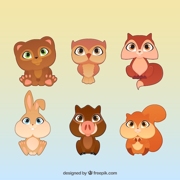 Vector lovely cartoon animals