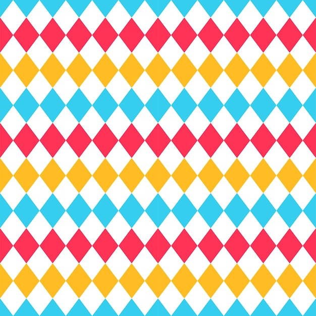 Vector lozenge background circus seamless pattern checkered diamond textures rhombus yellow blue red print