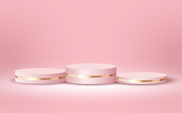 Luxury 3d Podium for Empty Cosmetic Products Show Scene on Soft Pink Background