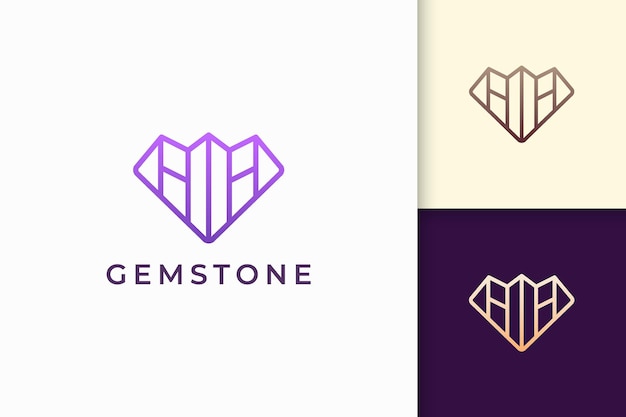 Luxury gem or jewel logo in diamond shape