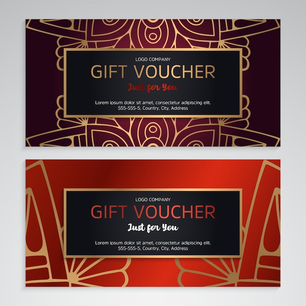 Luxury gift voucher template with ethnic style