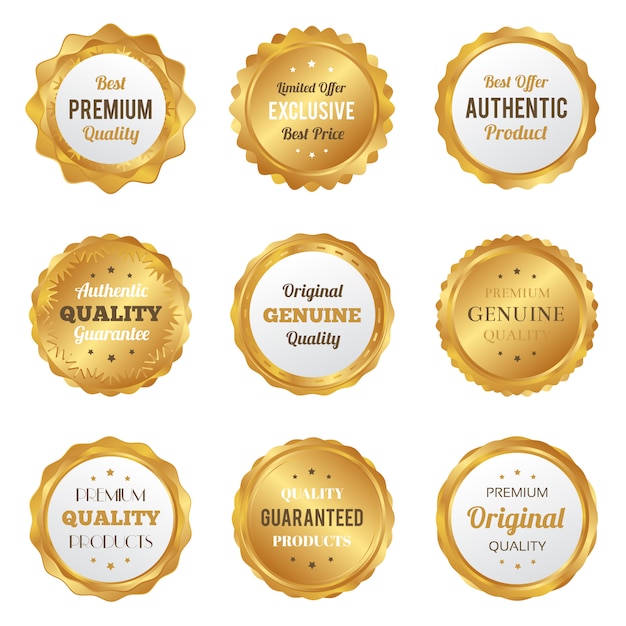 Luxury gold badges and labels premium quality product