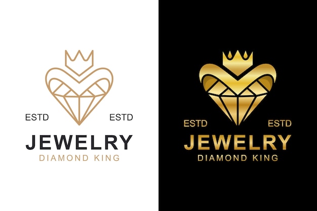 Luxury gold diamond logo. creative diamond with crown logo