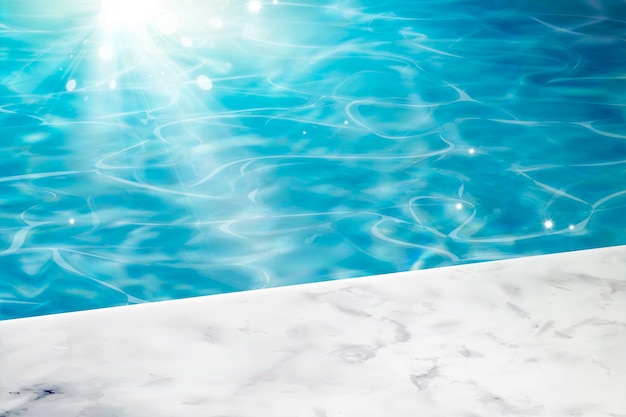 Vector luxury poolside scene with marble stone deck 