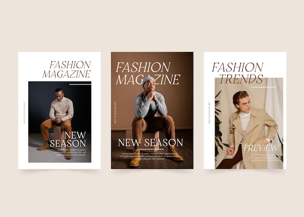 Magazine cover template collection with photo