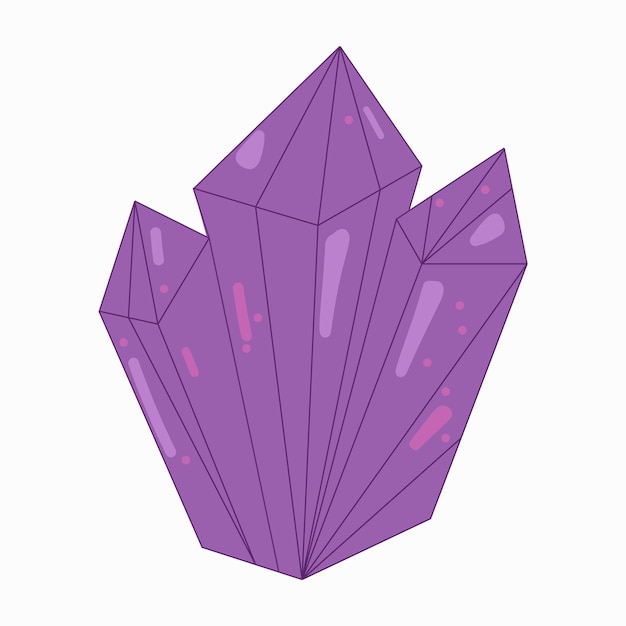 Vector magic crystal graphic element gemstone purple color amethyst witchcraft vector simple design