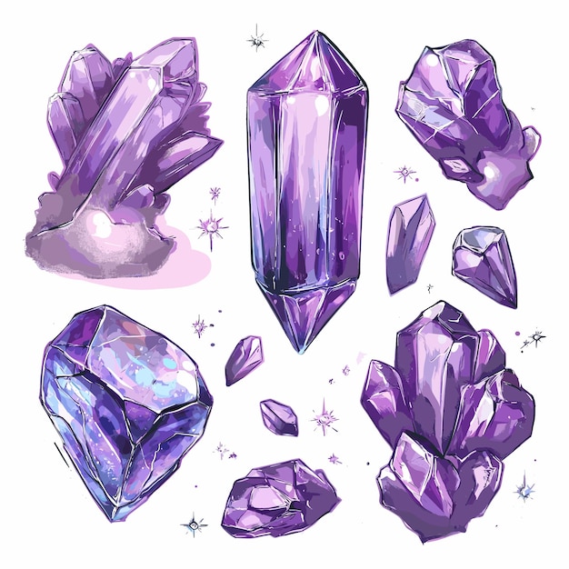 Vector magic crystal violet hand drawn vector