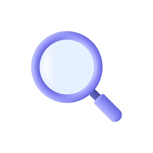 Magnifying glass Discovery research search analysis concept 3d vector icon Cartoon minimal style