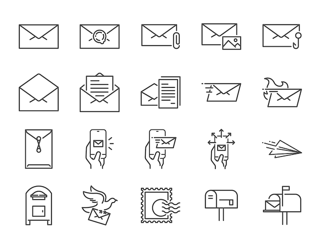 Mail line icon set.