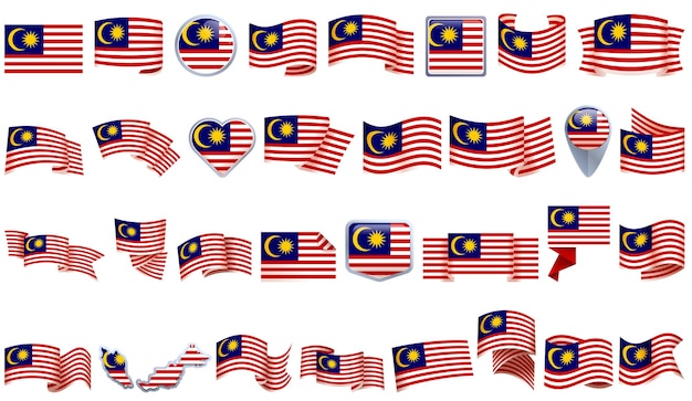 Malaysia icons set cartoon vector Langkawi building