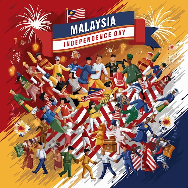 Vector malaysia independence day celebration background illustration