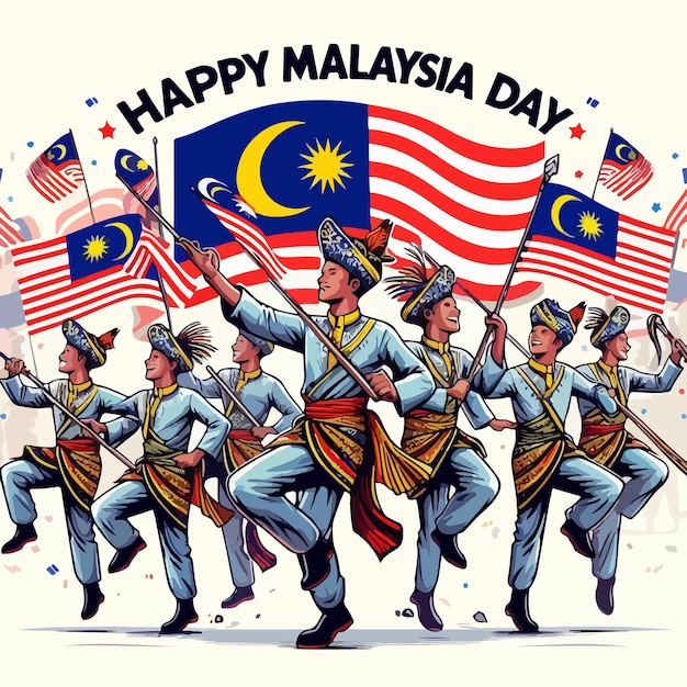 Vector malaysia independence day celebration background illustration