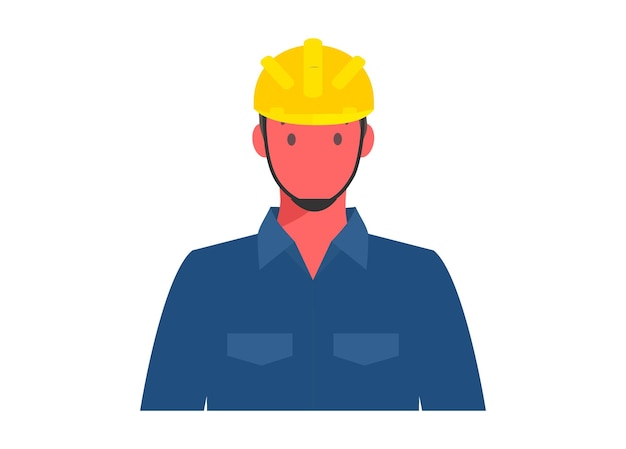 Vector male blue collar worker simple flat illustration