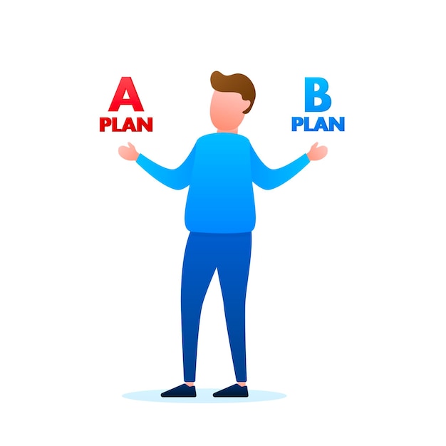 Man choosing between two options Plan A nad B Vector stock illustration