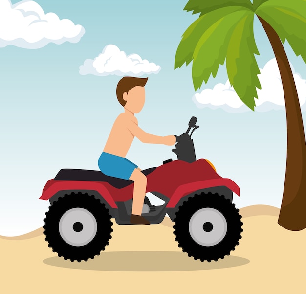 man drive atv on beach