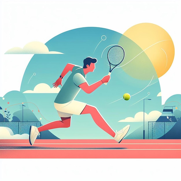 A man is playing tennis with a tennis ball illustration design