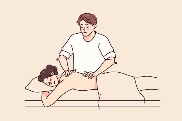 Vector man masseur massage female patient