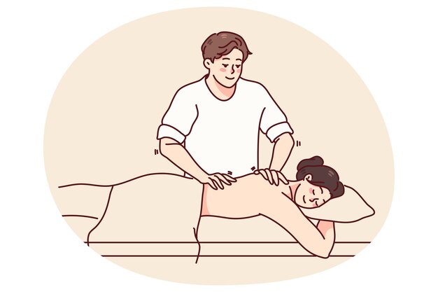 Vector man masseur massage female patient