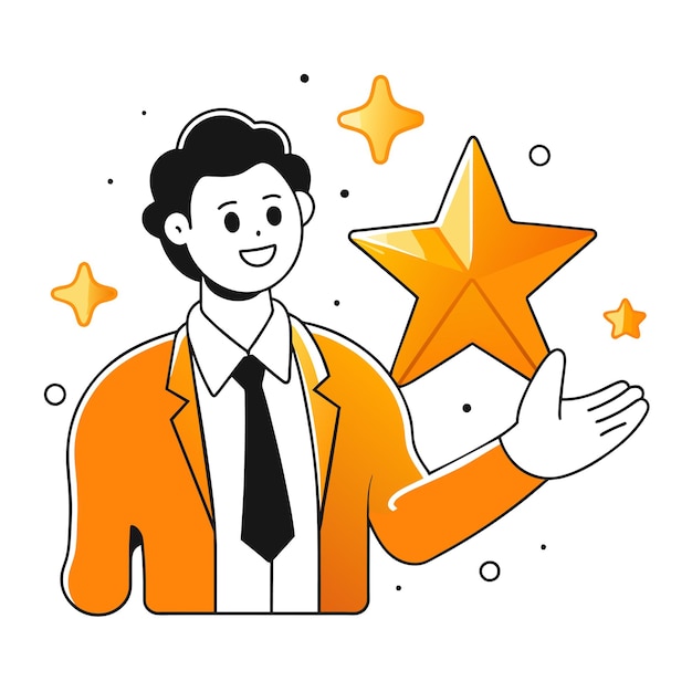 Vector a man in a suit with a yellow star vector illustration design business