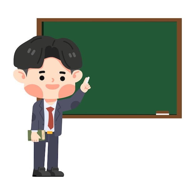 man teacher teaching on green board