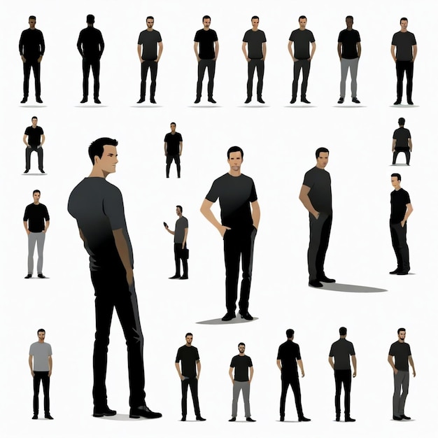 Vector man vector set white background isolated a high quality