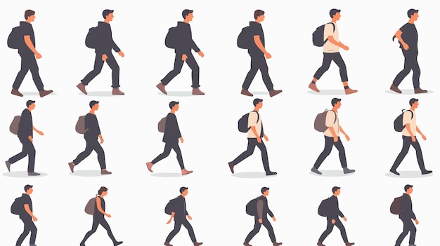 Vector man walking in multiple frames