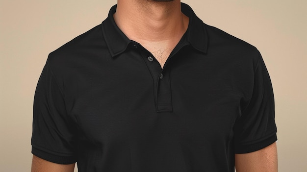 Vector a man wearing a black polo shirt with a collar that says quot t shirt quot